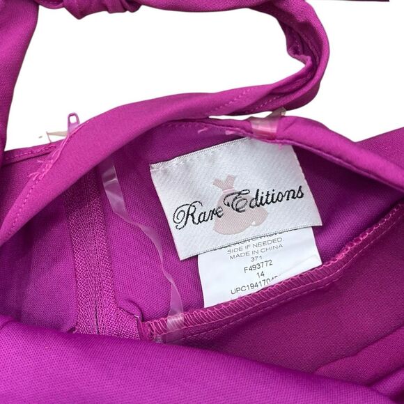 Rare Editions Raspberry Pink Ruffle Scuba Crepe Fit & Flare Dress 14 girls - Picture 2 of 2